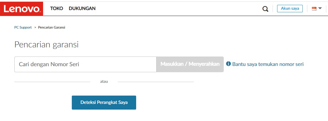 mengecek garansi Lenovo