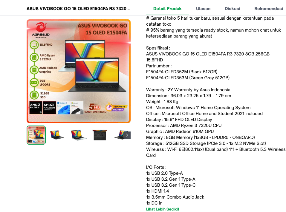 deskripsi spek laptop