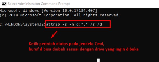2. Membuka dan mengembalikan file yang tersembunyi dengan Command Prompt Windows.